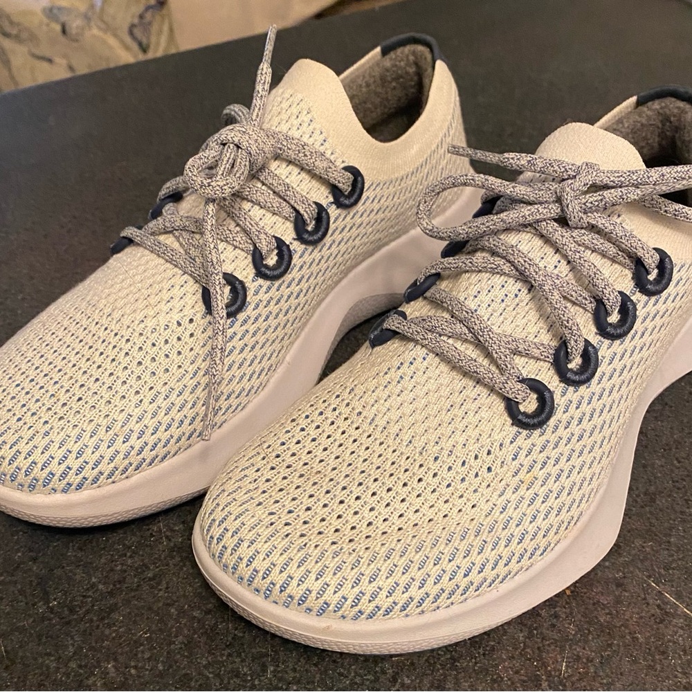 Allbirds Light Creamy White and Blue Men's Tree Dasher Sneakers